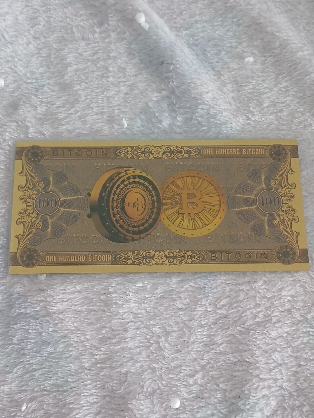 Gold Bitcoin Novelty Bill - Decorative Collectible